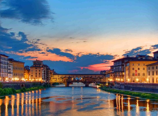 R-arno tramonto ponte vecchio-FIRENZE